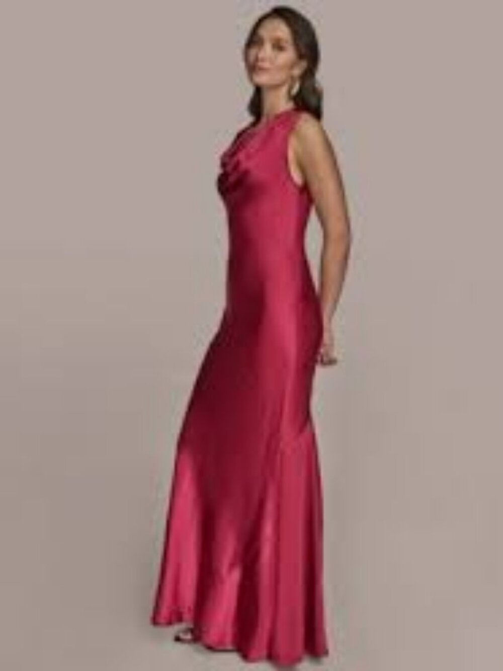 52 - NWT DONNA KARAN COWL NECK SATIN MAXI DRESS